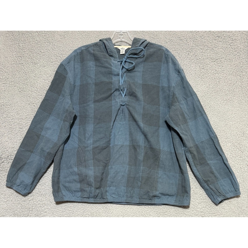 Vintage Woolrich long sleeve front tie plaid Hooded shirt womens Large